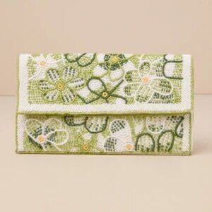 NWT Lulus Flourishing Charm White Multi Floral Beaded Clutch Bag